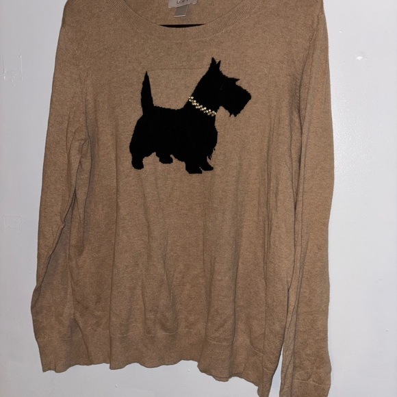 LOFT Camel Sweater with Black Dog Motif - Picture 2 of 7
